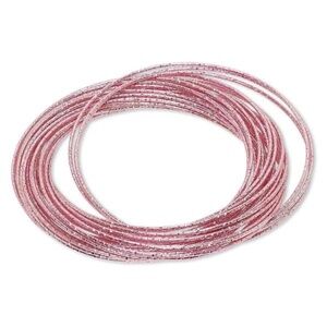 Womens Stainless Steel Pink Interlocking Bangle Bracelet